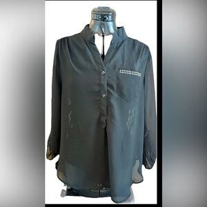 Penelope Project Women’s Black Sheer Lace Blouse Size Large